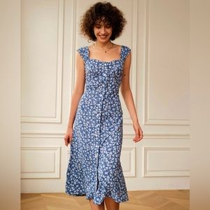 RIHOAS Blue Floral Midi Dress